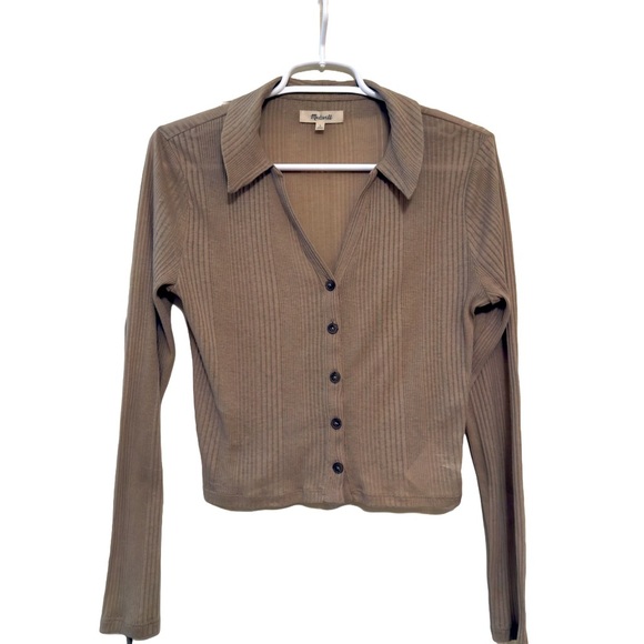 Madewell Variegated Rib V-Neck Polo Women’s Size L -NWOT - Picture 5 of 10